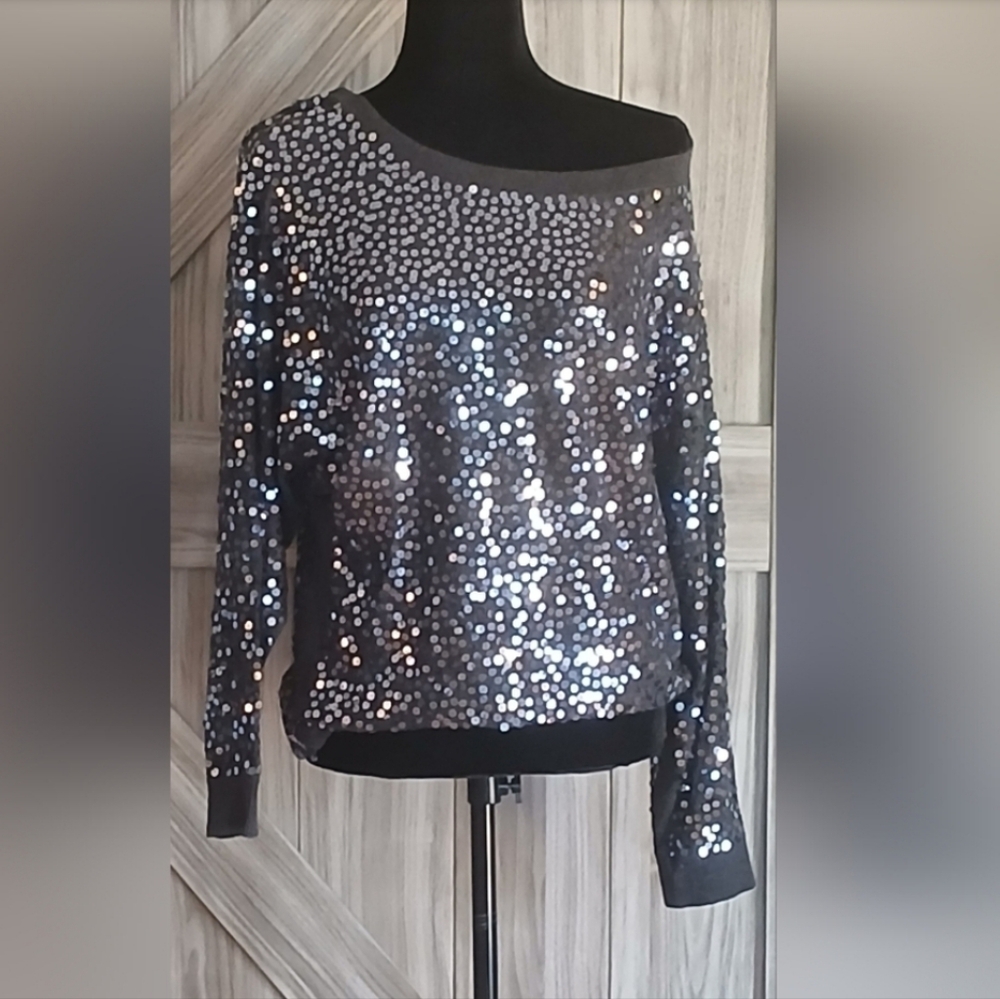 INC International Concepts women's Black Sweater with Sequins Design. (Size XL)